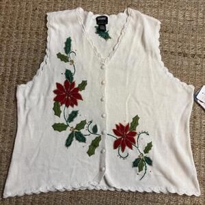 Knit poinsettia vest sz 2X